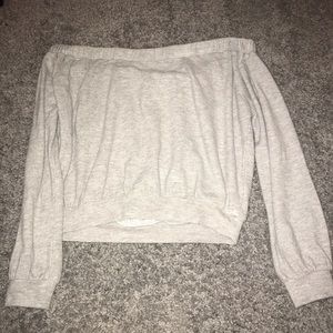 light grey off the shoulder top